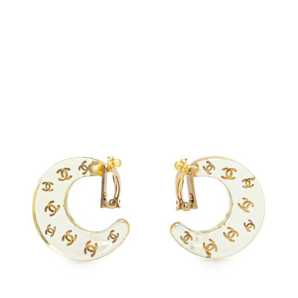 CHANEL White Logo Earrings - Picture 1 of 3